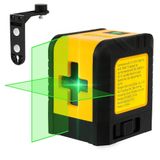 Amazon Basics Groene Kruislijnlaser, Zelfnivellerend, Horizontale en Verticale Lijn, 360° Draaibaar, 18 m Bereik, met Magnetische Beugel, Statiefaansluiting, Geel/Zwart