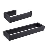 GERZWY Badkamer Accessoire 2-delige Set SUS 304 RVS Toiletrolhouder Handdoek Ring Wandmontage, Mat Zwart