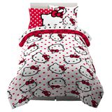 Franco Dekbed en lakenset, microvezel, Red-Hello Kitty, 5-delig Twin Size
