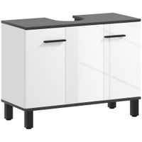 Homcom wastafelmeubel met 2 deuren en verstelbare planken 80X34X60 cm wit