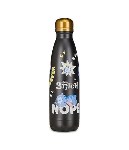 Seven Lilo & Stitch Thermosfles, zwart, temperatuurbestendigheid tot 24 uur, drinkfles voor school en vrije tijd, meisjes, Zwart, modern