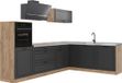 Vicco Hoekkeuken R-Line, Antraciet landelijk/Goudkleurig Eiken, 287 cm