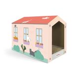Record - Kattenkrabpaal - Kartonnen structuur - Schattig klein huisje - Afmetingen: 48,5 x 25 x 34h cm - Bevat Catnip - Kattenbed