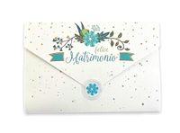 LINA OFFICINE GRAFICHE CREATIVE 96-251 Wenskaart voor bruiloft, portemonnee, binnenhoes voor geschenken, inclusief - met etiket met envelop, 11 x 16 cm, bloemenblauw
