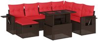 vidaXL 8-delige tuinbankset met kussens, bruin, polyrotan