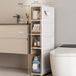 Merkloos Badkamerkast, 4 etages, verticale opbergeenheid met doorzichtige laden en wielen, 19 cm brede badkamerkast, voor slaapkamer, woonkamer, badkamer
