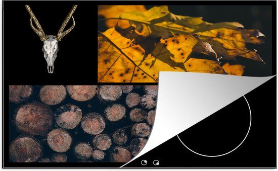 KitchenYeah® Inductie beschermer 77x51 cm - Collage - Goud - Zwart - Inductiebeschermer