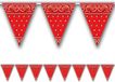 Bellatio Decorations Boeren zakdoek vlaggenlijn - 366 cm - rood - cowboy western thema - feestversiering - plastic - slinger