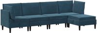vidaXL Woonkamer Meubelset 5-delig Blauw Fluweel