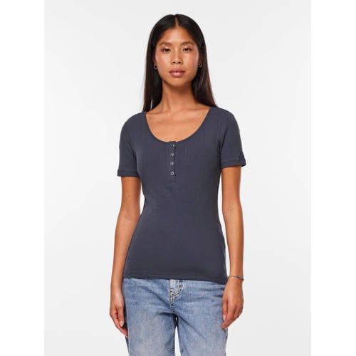 PIECES Ribbed Top - Dark Blue