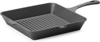 HENDI Gietijzeren grillpan – geribbeld oppervlak – met schenktuit – 265x265 mm – zwart