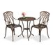 Relaxdays bistro set, bistrotafel en stoelen, 2 persoons, met parasolgat, aluminium, tuinset, buiten, bronskleurig