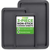 NutriChef 3-delige Antiaanbak Bakplaten Set - Zwart