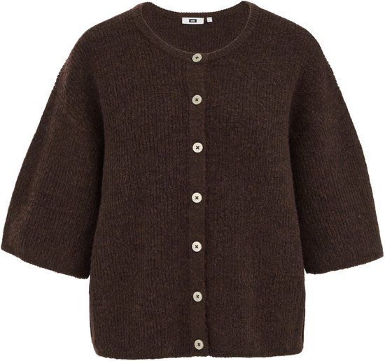 WE Fashion Dames vest met structuur - Dark brown - Maat: M