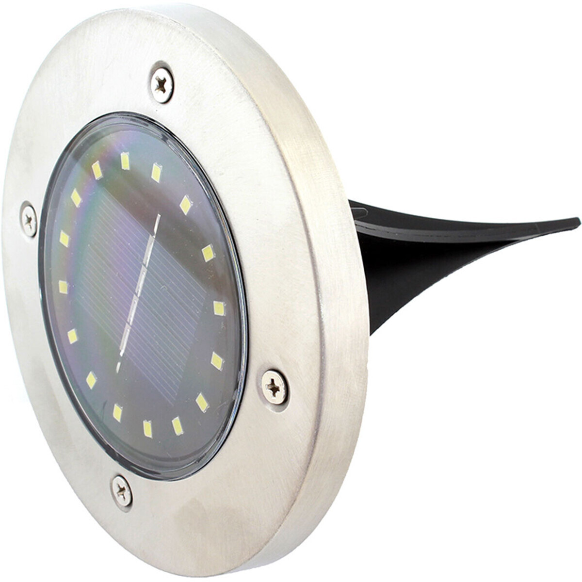 BES LED LED Grondspot Solar met Zonne-energie - Tuinverlichting - Aptoza Grindy - Waterdicht - Dag en Nacht Sensor - Natuurlijk Wit 4000K - Mat Zilver