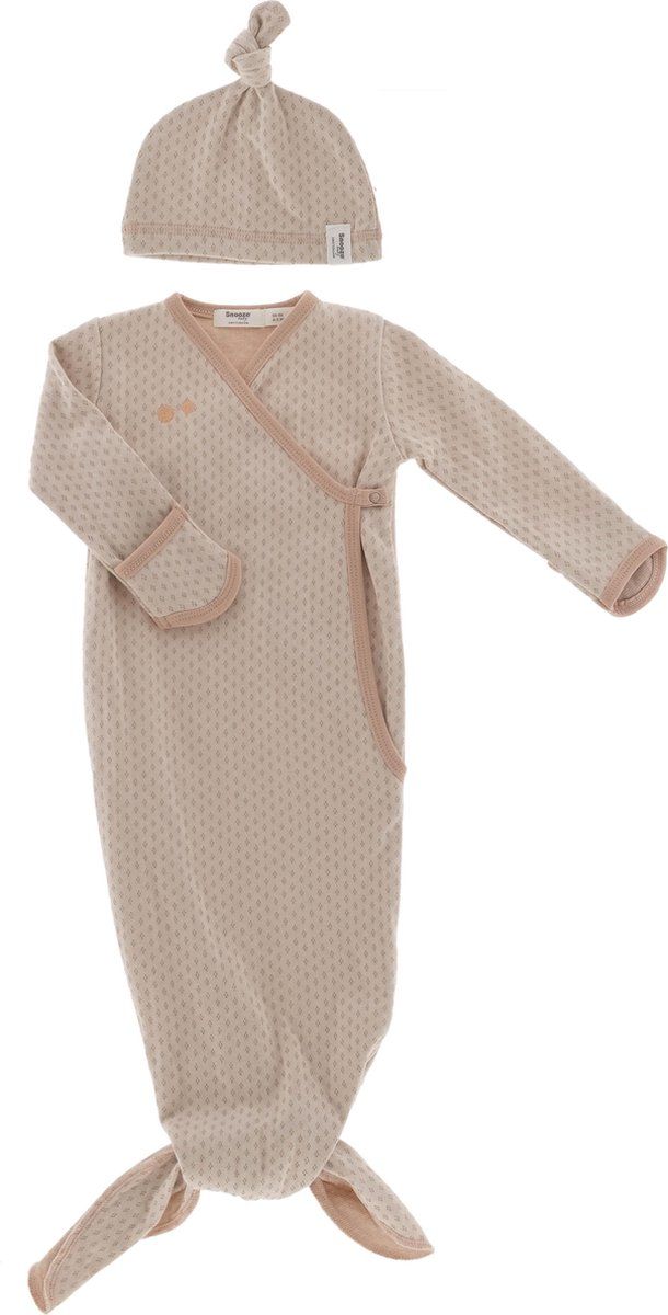 Snoozebaby Snoozebaby new born cocoon van 100% organic katoen - incl mutsje - 0-3 maanden - TOG 1.0 - Milky Rust zacht roze