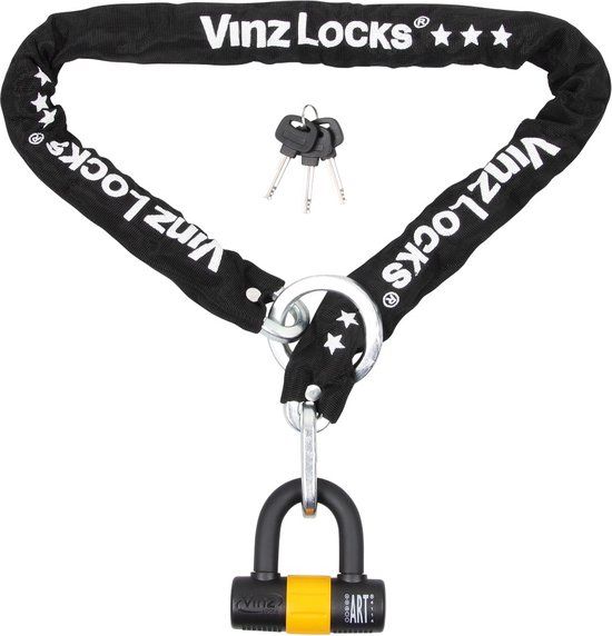 VINZ Kungur Scooterslot ART 3 - 300cm - Zwart - Ketting - ART3