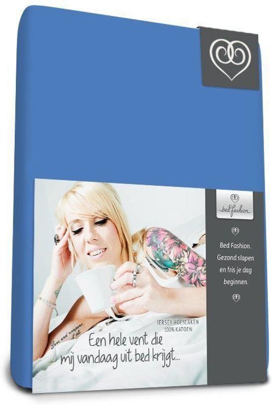 Bed-Fashion jersey hoeslaken Medium Bleu - 200 x 220 cm - Medium Bleu
