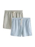 Next - Heren - Linnenmix shorts met elastische tailleband 2 stuks - Blauw