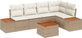 vidaXL Tuinbank Set met kussen 6 pcs Beige Poly rattan