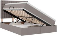 vidaXL LED opbergbed met matras Taupe 140 x 200 cm Stof