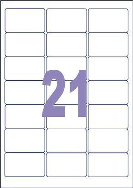 Kangaro K-6338 Etiketten - ILK - 63,5x38,1mm - 100 vel - 21 stickers per vel - Wit