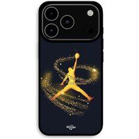 Maniacase Coque Pour iPhone 17 Pro Jordan logo poudre filante dorée