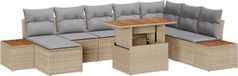 vidaXL Salon de jardin, 9 pièces, beige et gris