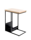 HAKU Bijzettafel eiken licht zwart MDF metaal salontafel klein - Maat: B 30 cm x H 60 cm x D 50 cm, Stijl: Modern