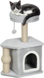 PawHut Kattenboom - Spaanplaat - 42x30x66cm - Lichtgrijs