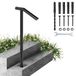 Vevor 2 enkele paal ronde type ijzeren leuning aluminium materiaal hand installatie kit 18L x 38H inch stappen trapleuning, zwart