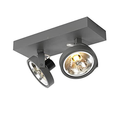 QAZQA Go - Design Spot - 2-lichts - Donkergrijs - Aluminium