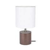 Homemania HOMBR_0180 Tafellamp Shade vorm, bureau, nachtkastje, donker hout, kunststof, stof, wit, 15 x 15 x 30 cm