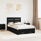 vidaXL Bedframe met lade Zwart Eiken 120 x 190 cm Bewerkt hout