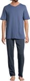 Schiesser Heren pyjama Night & Home blauw gestreept korte mouw katoen maat M