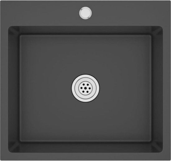 vidaXL Gootsteen - handgemaakt - roestvrij staal zwart - Rechthoek - 53x53x20 cm