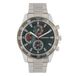 Radiant Analoge herenhorloge, ronde behuizing van 44 mm, zilver/grijs, groene wijzerplaat, zilver/grijze stalen armband met vouwsluiting, waterdicht tot 5 ATM