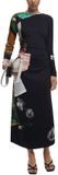 Desigual Printed Long Sleeve Round Neck Dress Wo - Black Dresses