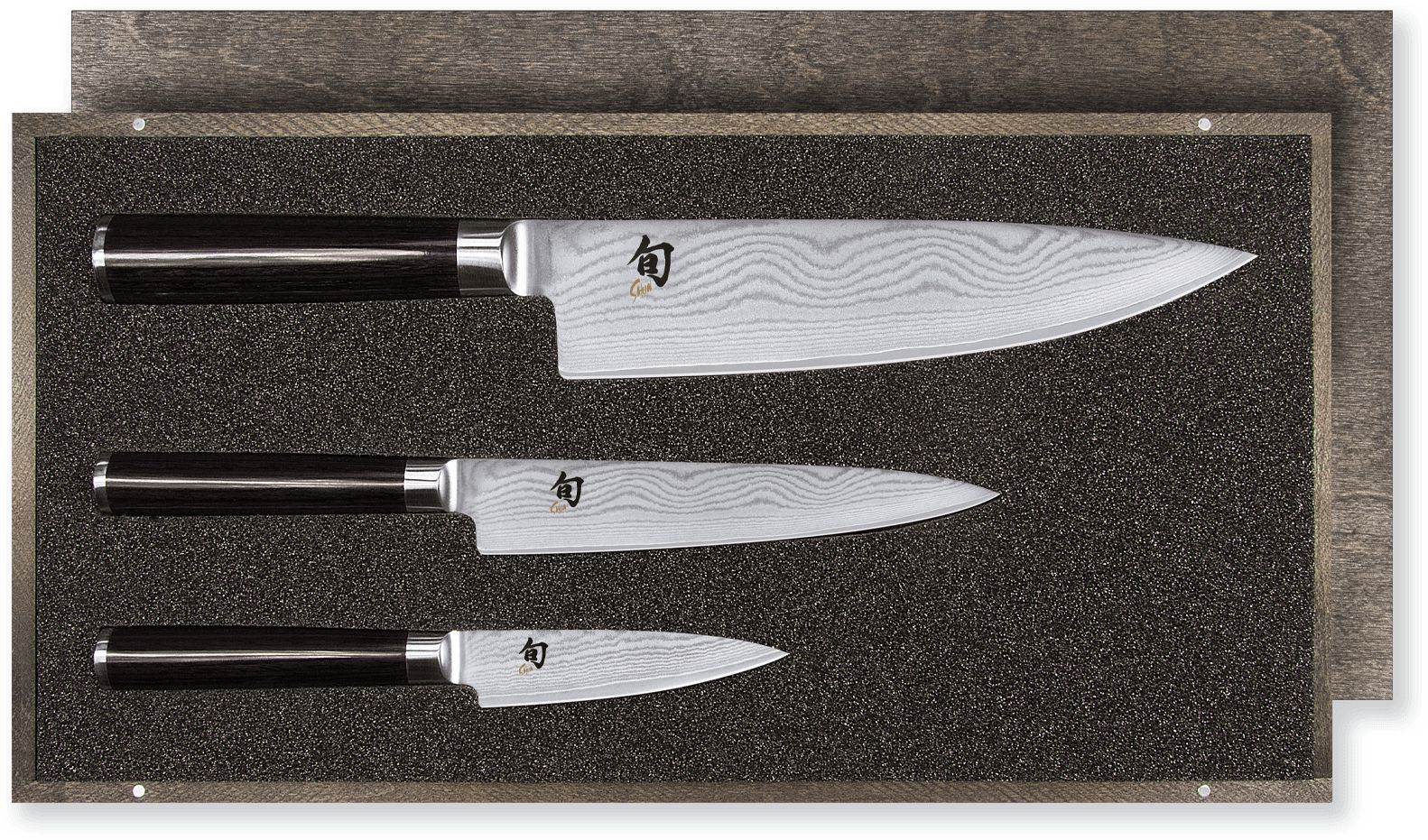 Kai DMS-300 3-Piece Knife Set - Stainless Steel Blades with Wooden Handles