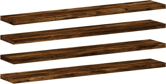 vidaXL Wandschappen 4 stuks 60x10x1,5 cm bewerkt hout gerookt eikenkleur