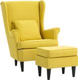 HOMCOM Accentstoel met ottoman-Polyester, schuim-83L x 75B x 104H cm-Geel