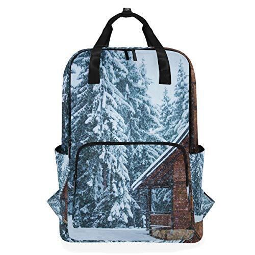 MONTOJ Travel Rugzak Winter Snowy Woodland Hut School Rugzak