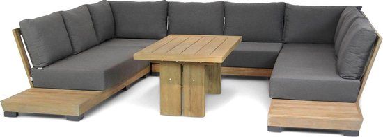 Lifestyle Hilton/Brighton loungeset U-vorm 6-delig - 8 zitplekken - Old teak greywash