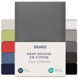 Dreamzie Boxspring Hoeslaken 180x200 cm - 200x200 cm, 100% Katoen Jersey, Matrashoogte Tot 37 cm, Hypoallergeen, Oeko-Tex, Antraciet