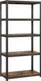 SONGMICS Staande plank, boekenkast, opbergrek, 5 planken, keukenrek, rek, 40 x 90 x 180 cm, tot 875 kg belastbaar, verstelbare planken, industrieel design, vintage bruin-zwart GLR040B11