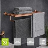SANIZEO Porte Serviettes Salle De Bain 60cm- Acier Inoxydable S.304 Cuivré Brossé - Fixation Collée Ou Vissée