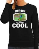 Bellatio Decorations Bol Dieren vogels sweater zwart dames - birds are serious cool trui - cadeau sweater kolibrie vogel vliegend/ vogels liefhebber XXL