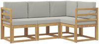 vidaXL Buiten bankenset 4 st Wit en Lichtgrijs Polyester