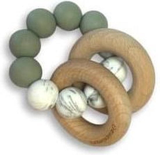 Chewies &amp; More Basic Rattle Bijtring Sage/Marble 0m+