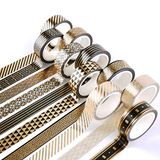 YUBBAEX Washi Tape set zwart goud folie print decoratieve tapes